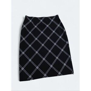 Messini Black & White Plaid Midi Skirt Size 1X | Academia Workwear
